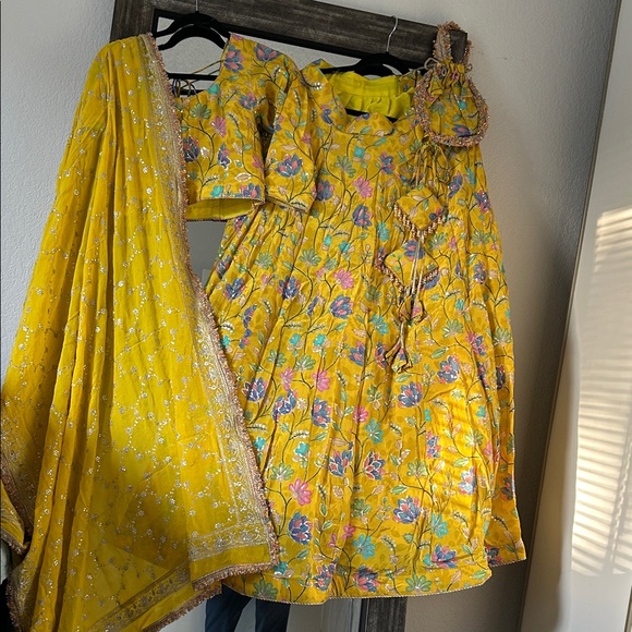 Yellow Floral Lehenga - Picture 2 of 8